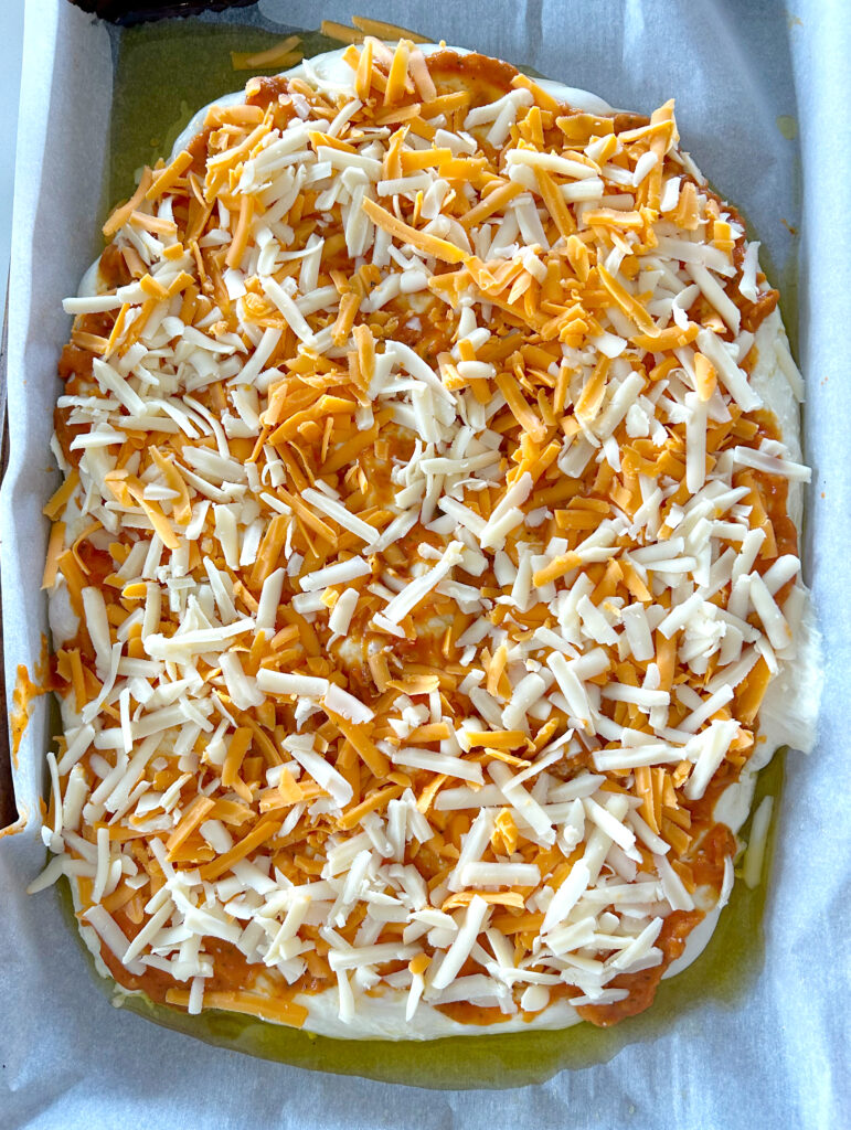 Sourdough Pizza Focaccia Bread before being baked in the oven