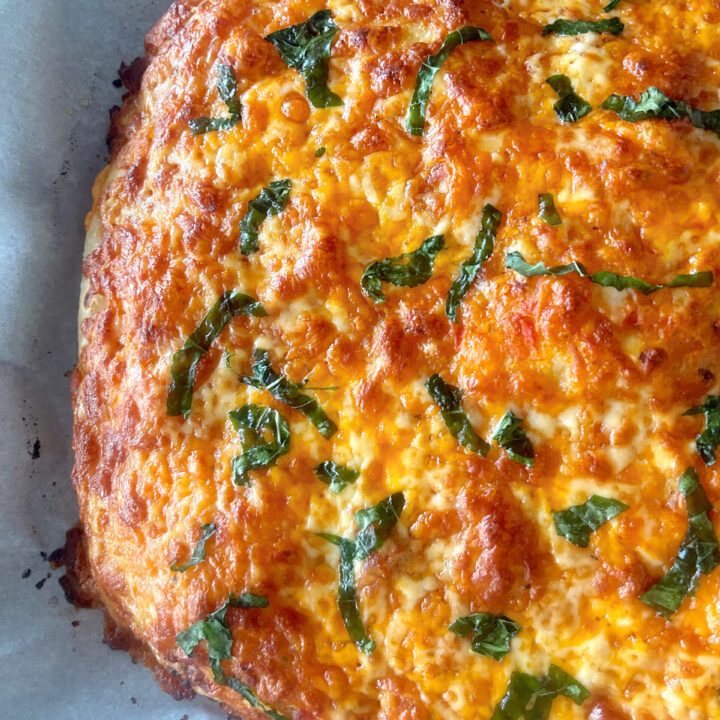 Sourdough Pizza Foccacia Bread with cheese and basil