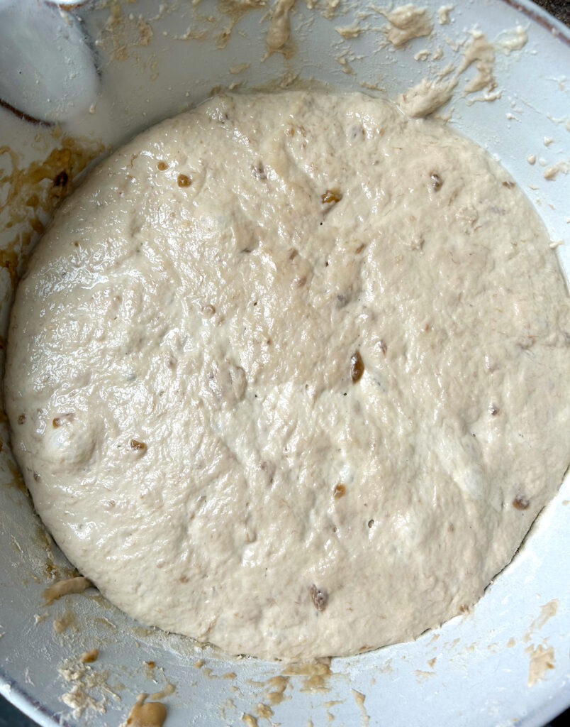 proofed bread dough in a bowl