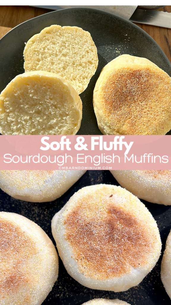 fresh baked English muffins on a black plate