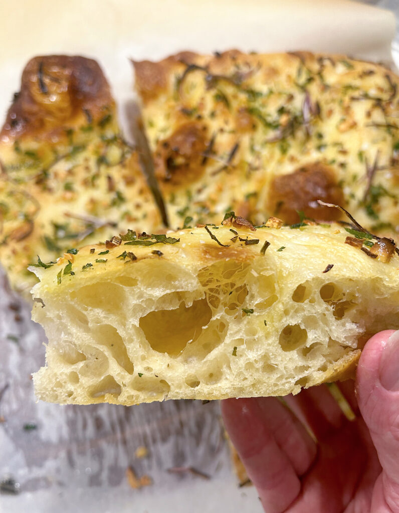soft bread with garlic, parsley and onion
