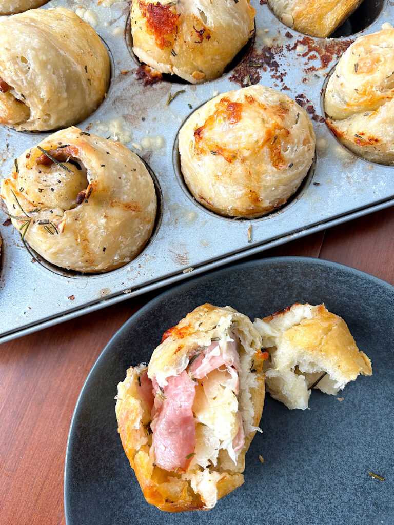 Croissant Sourdough Rolls with rosemary Ham & Cheese