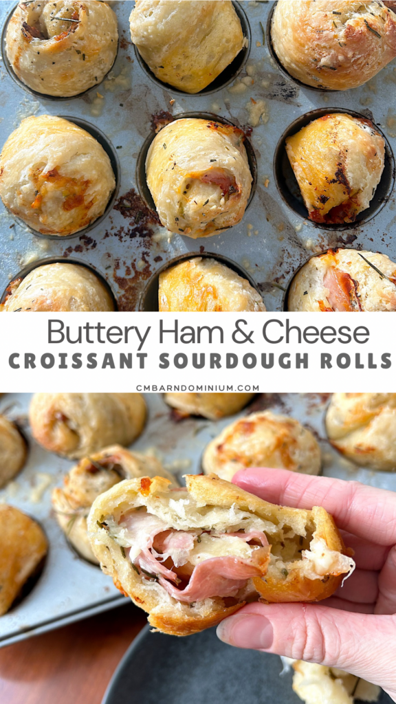 sourdough rolls with ham and cheese inside
