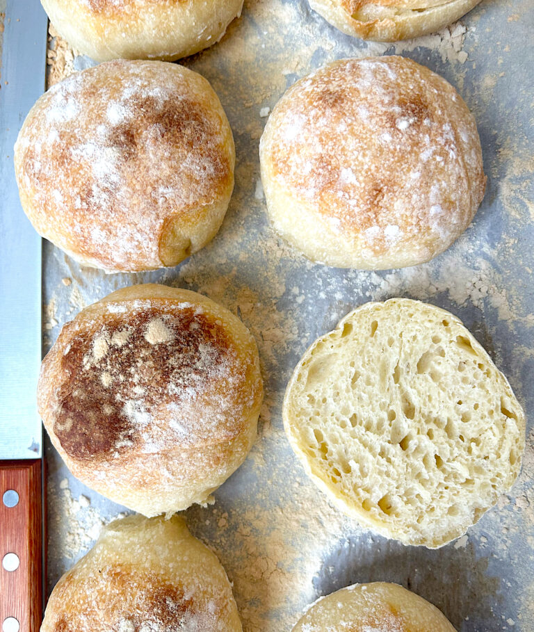 Perfectly Soft & Chewy Sourdough Ciabatta Hamburger Buns