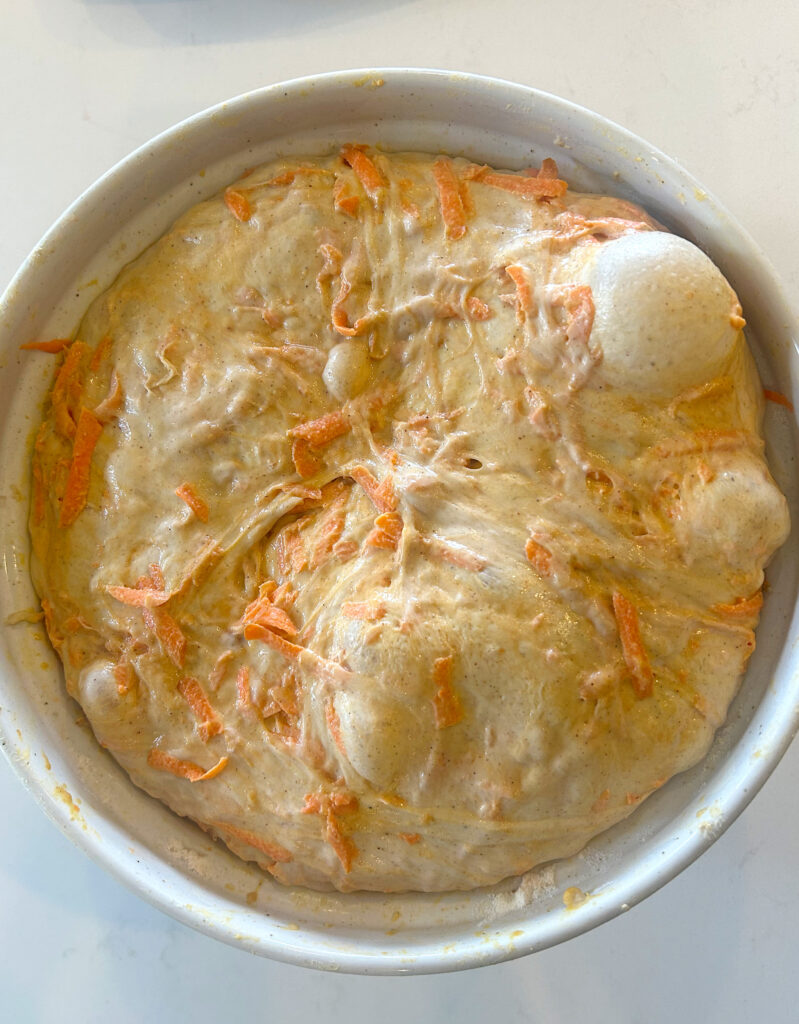 fermented bread dough with carrots in it