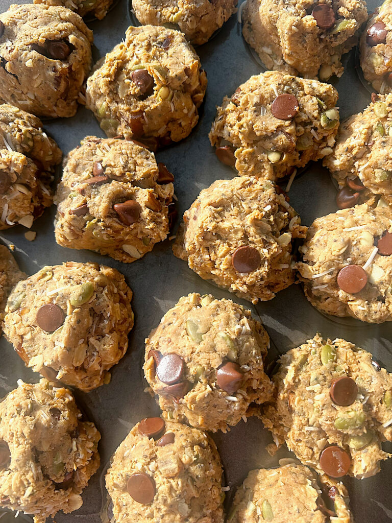 baked little peanut butter and chocolate treats in a mini muffin tin