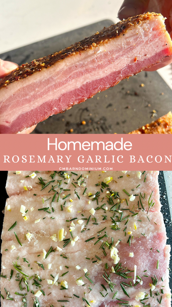 smoked bacon with rosemary and garlic on top