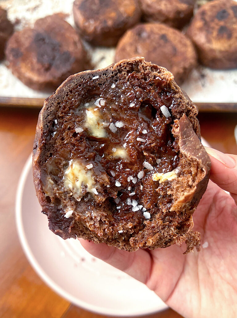 Heavenly Double Chocolate sourdough English Muffins