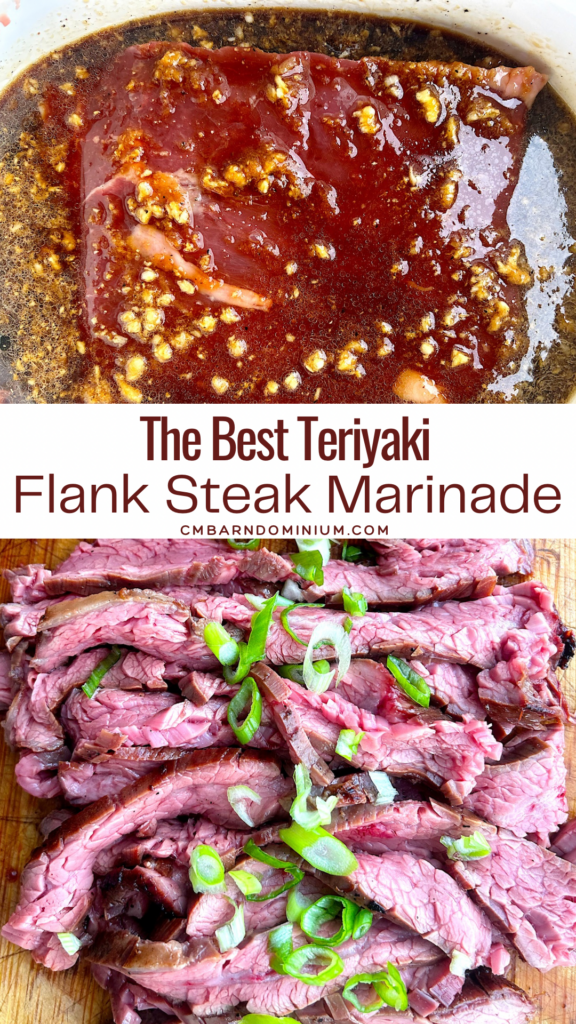 flank steak in a arinade sliced thin