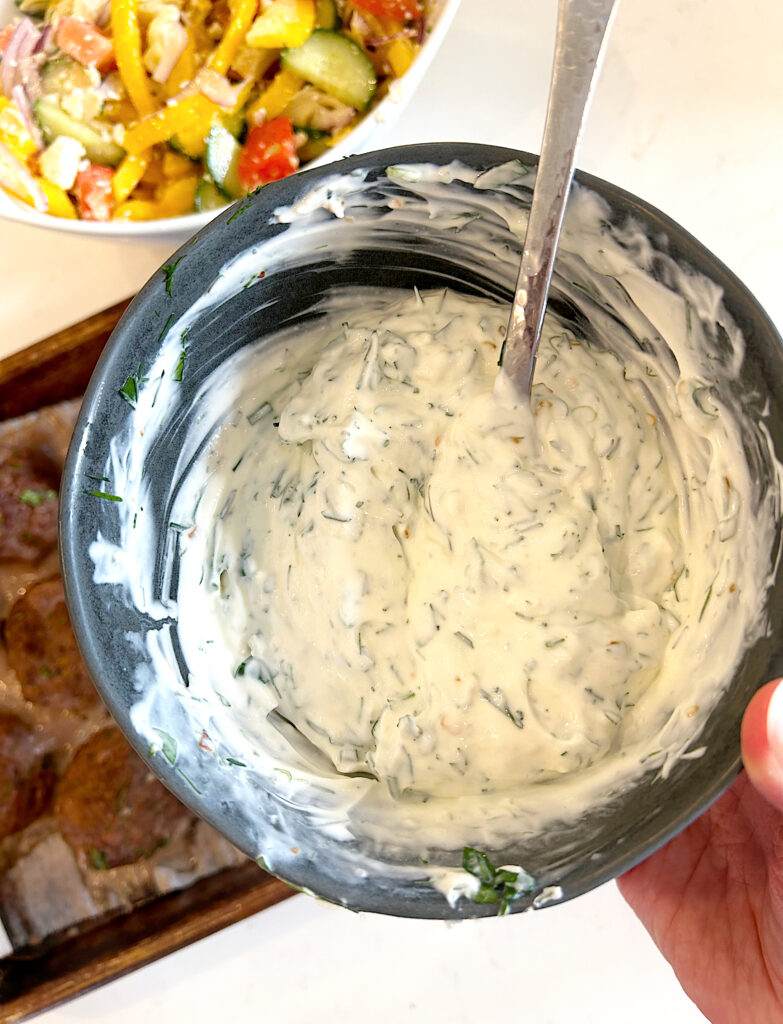 bowl ofcreamy lemon dill sauce 