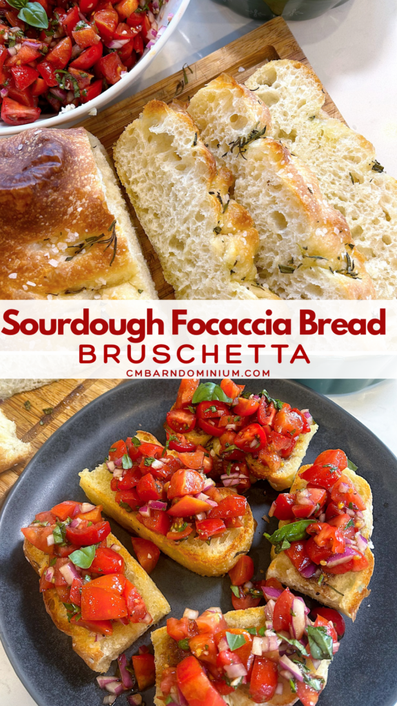 tomato bruschetta on sourdough focaccia bread