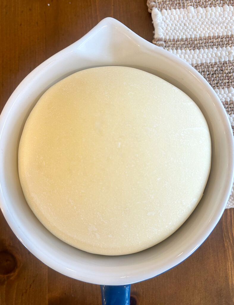 large bowl of bread dough
