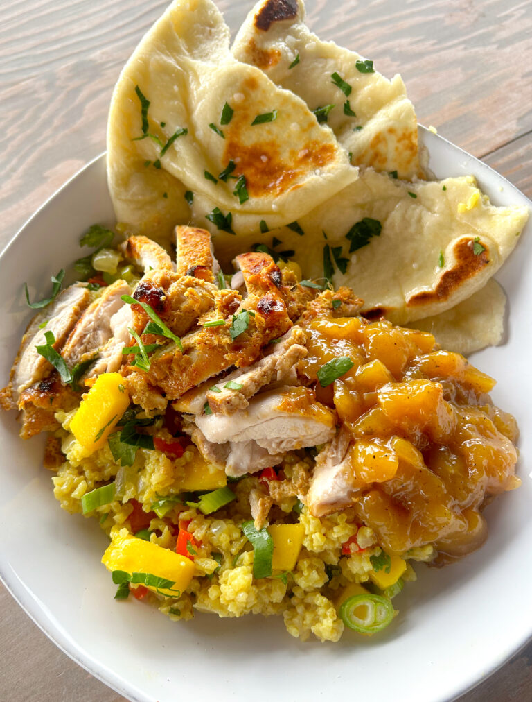 Curried Mango Chicken with Coconut Mango Rice