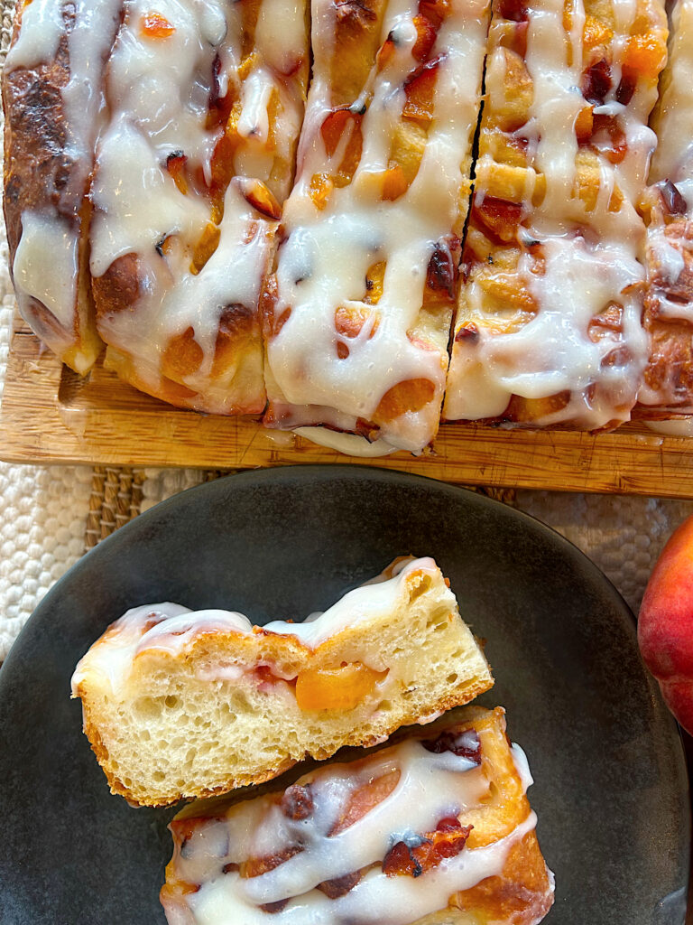 Sweet and Juicy Peach Sourdough Focaccia Bread