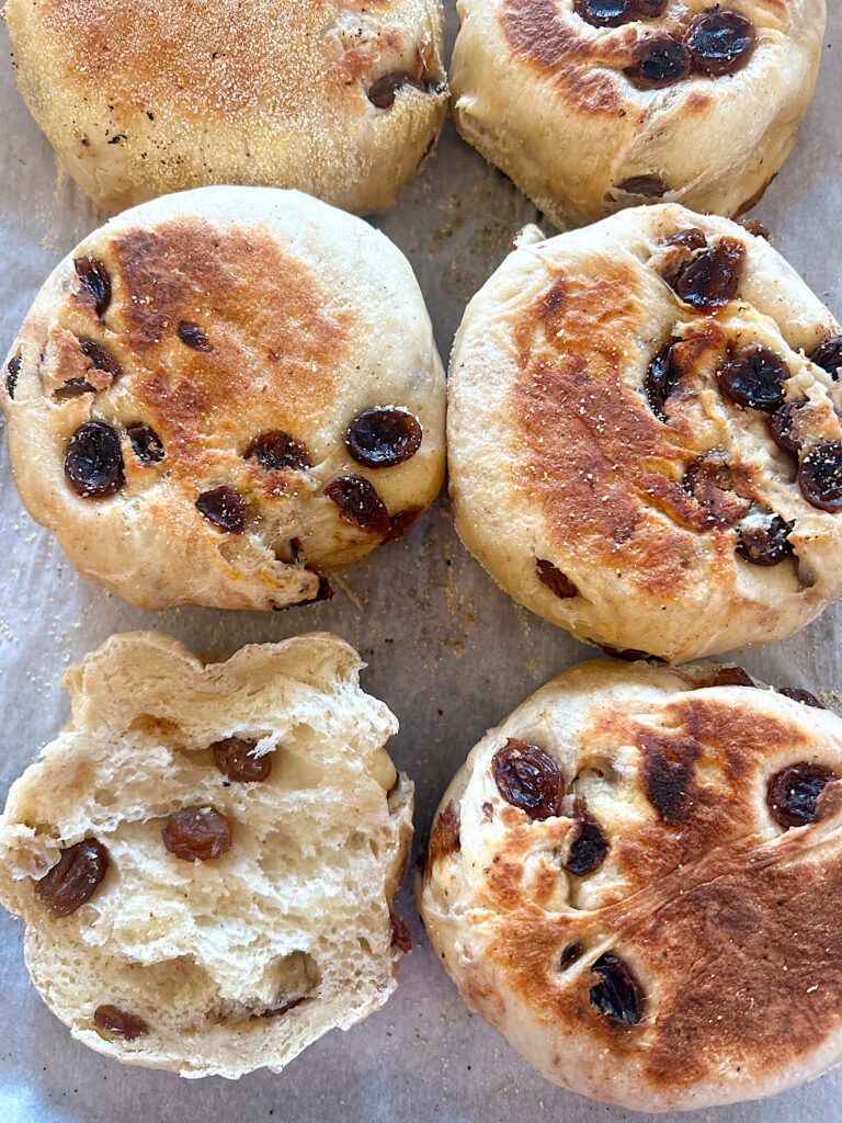 Cinnamon Raisin Sourdough English Muffins