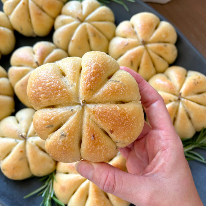 sourdough pumpkin shaped dinner buns