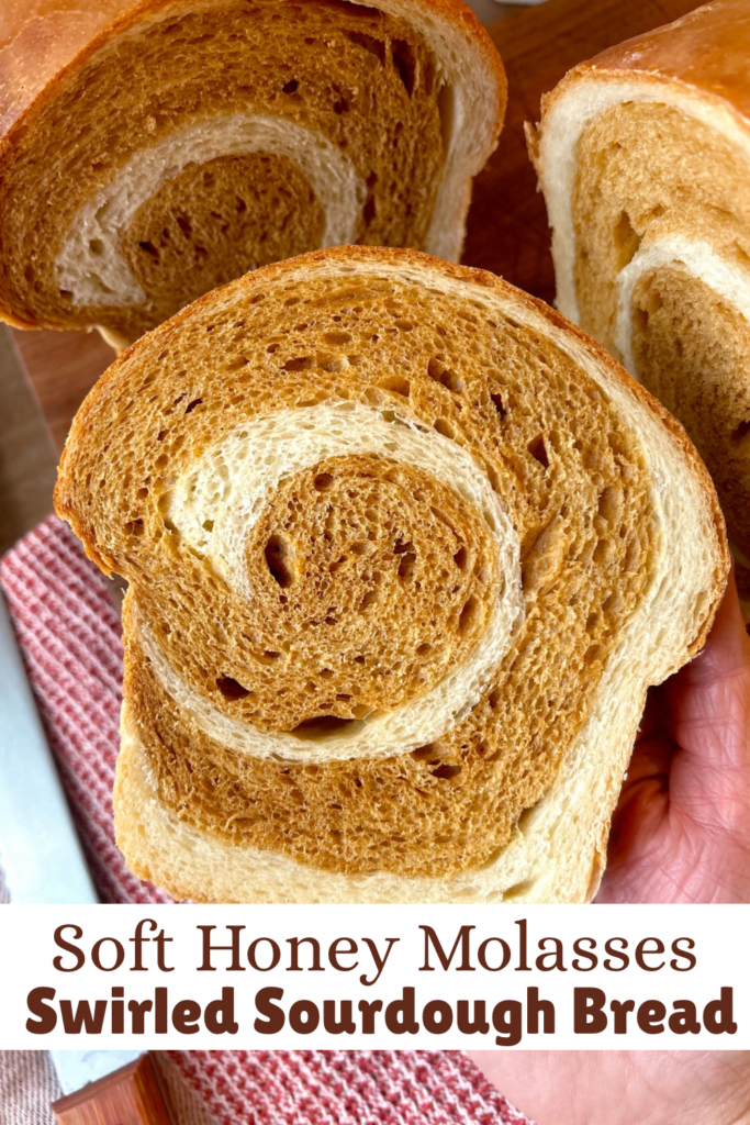 swirled molasses and white sandwich bread 