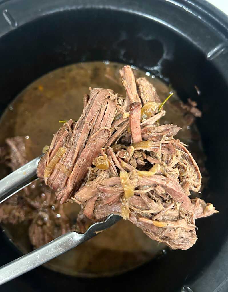 shredded venison roast meat 