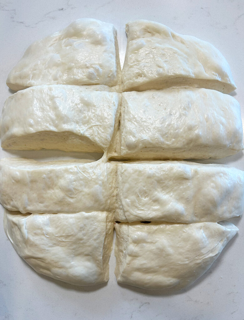 bread dough cut into rectangles