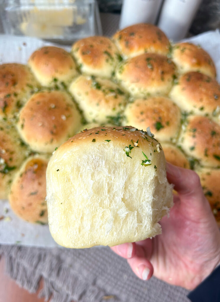 a fluffy sourdough dinner roll