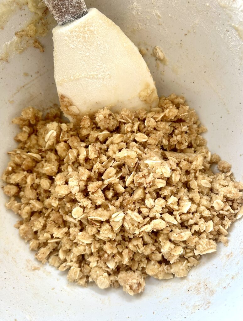 a bow of crumble topping for a cake