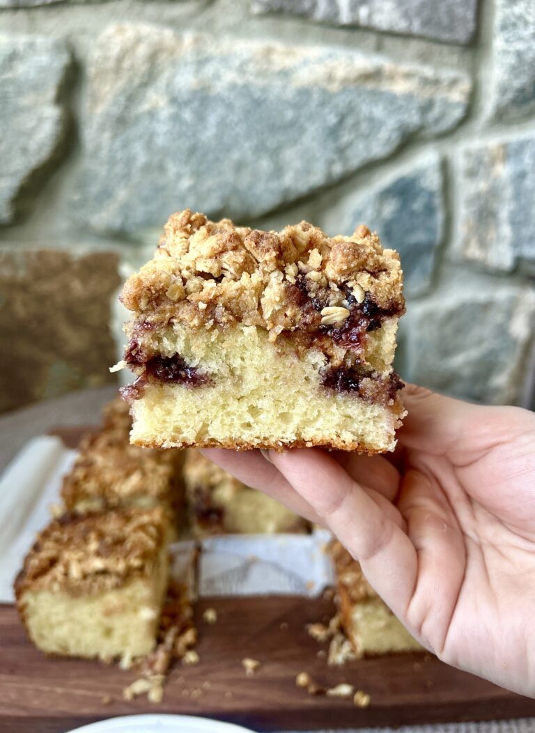 Soft PB & J Sourdough Coffee Cake