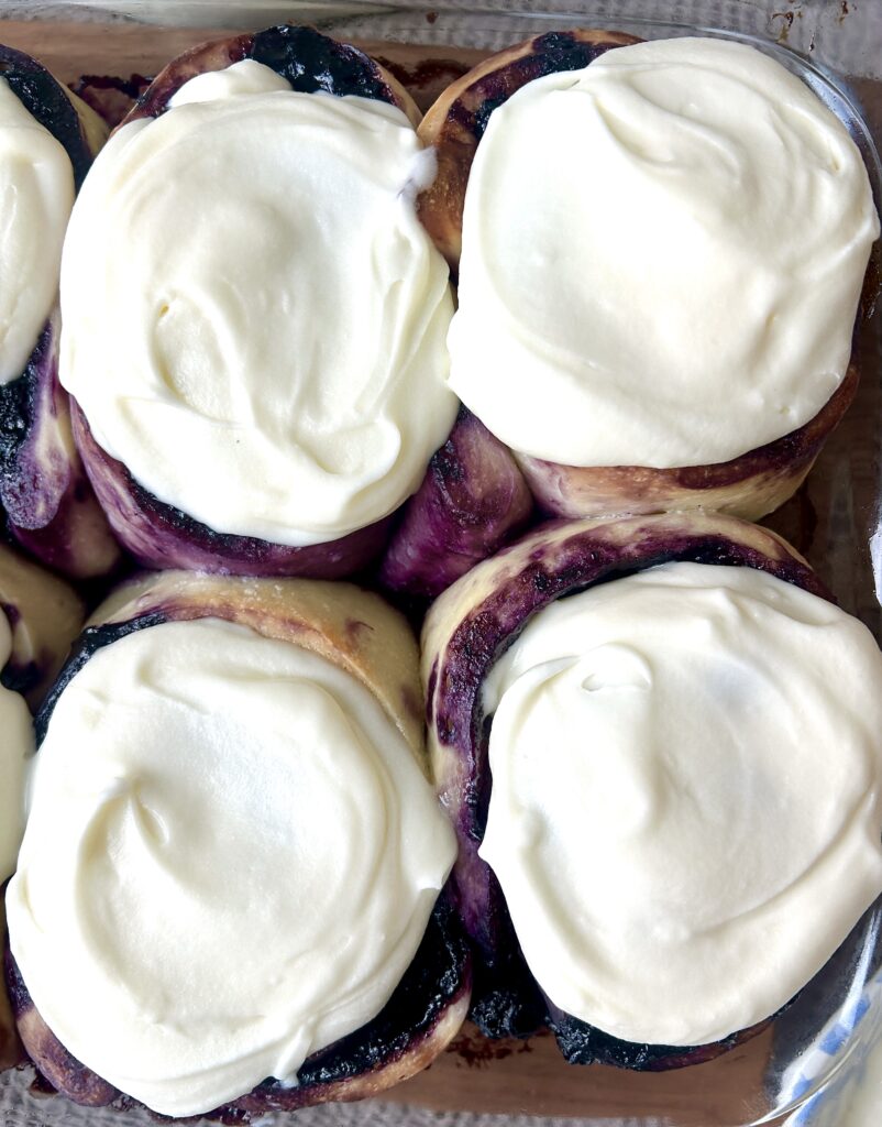 blueberry buns with cream cheese icing