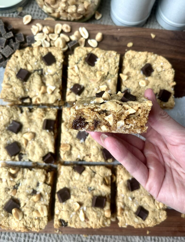 cookie bars with chocolate chunks