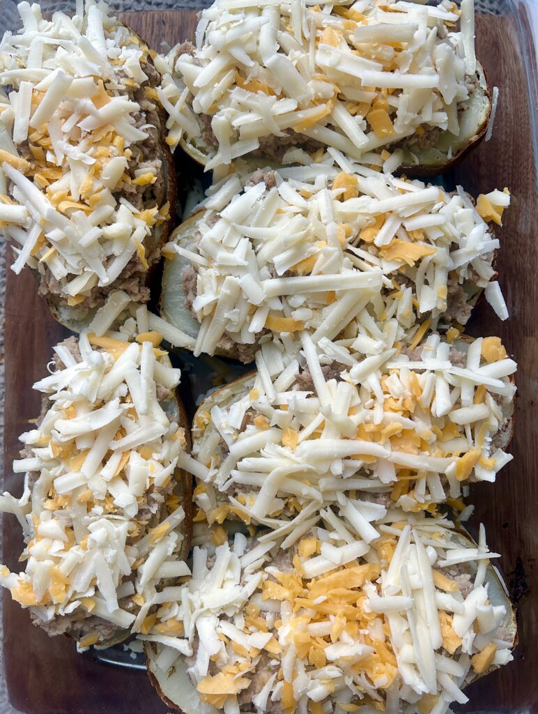 potatoes stuffed with meat and cheese
