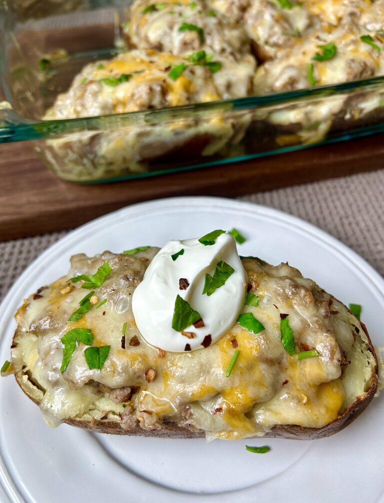 Cheesy Venison Twice Baked Potatoes