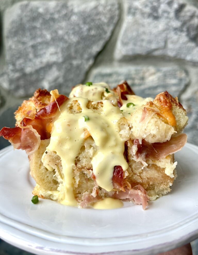 Easy Sourdough Prosciutto Benedict Bake