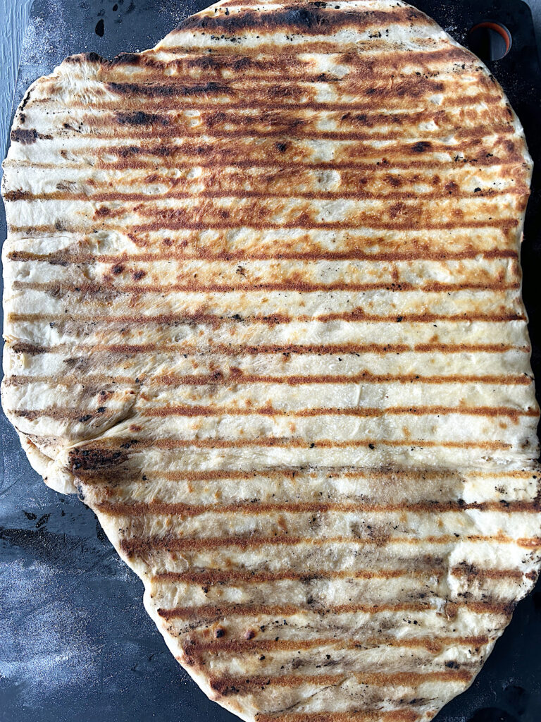 a grilled flatbread with no toppings