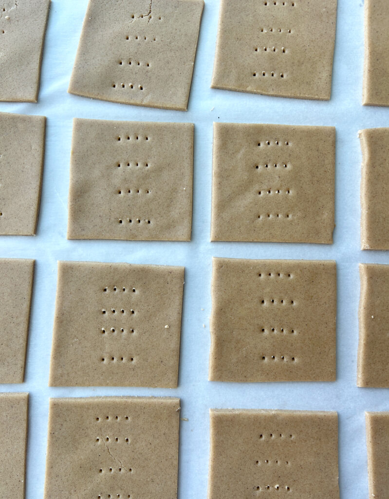 graham crackers on a baking sheet