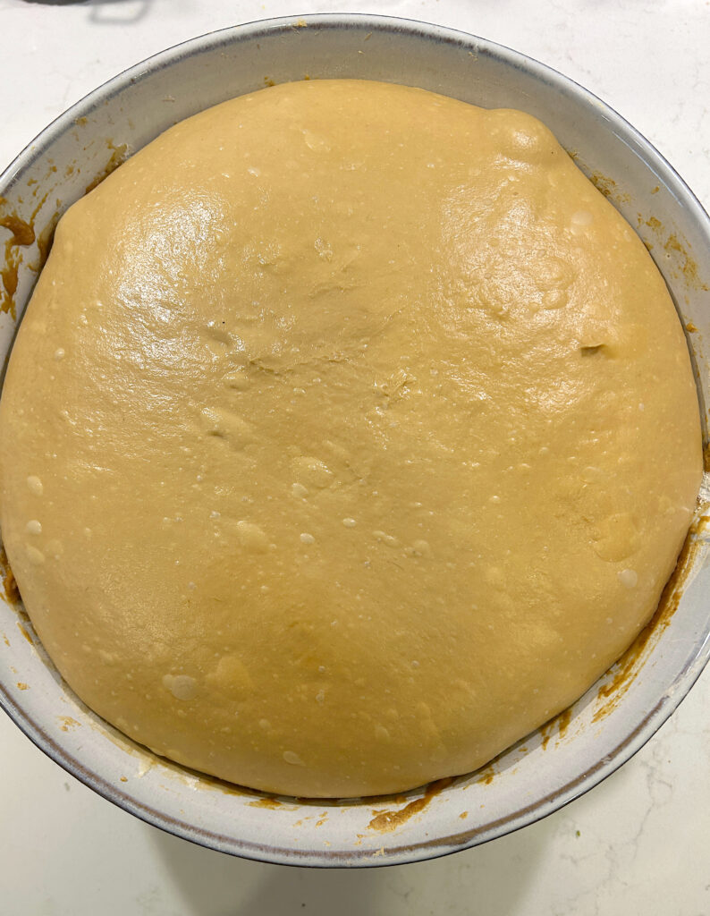 a bowl of molasses bread dough