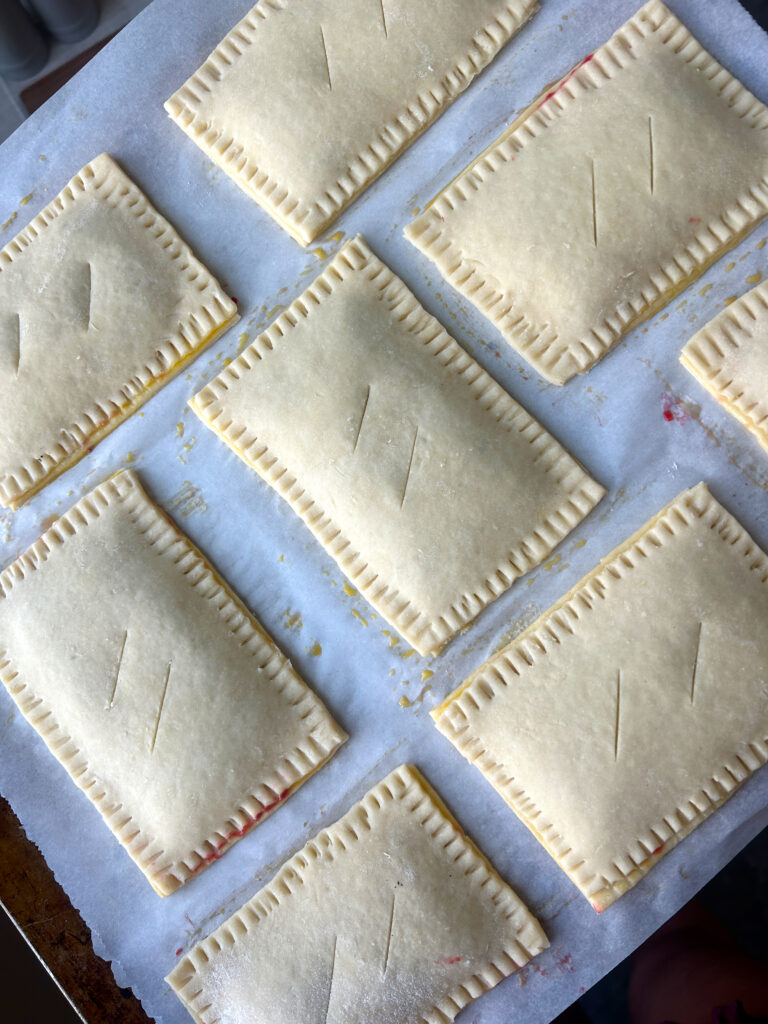a baking sheet of unbaked pop tarts