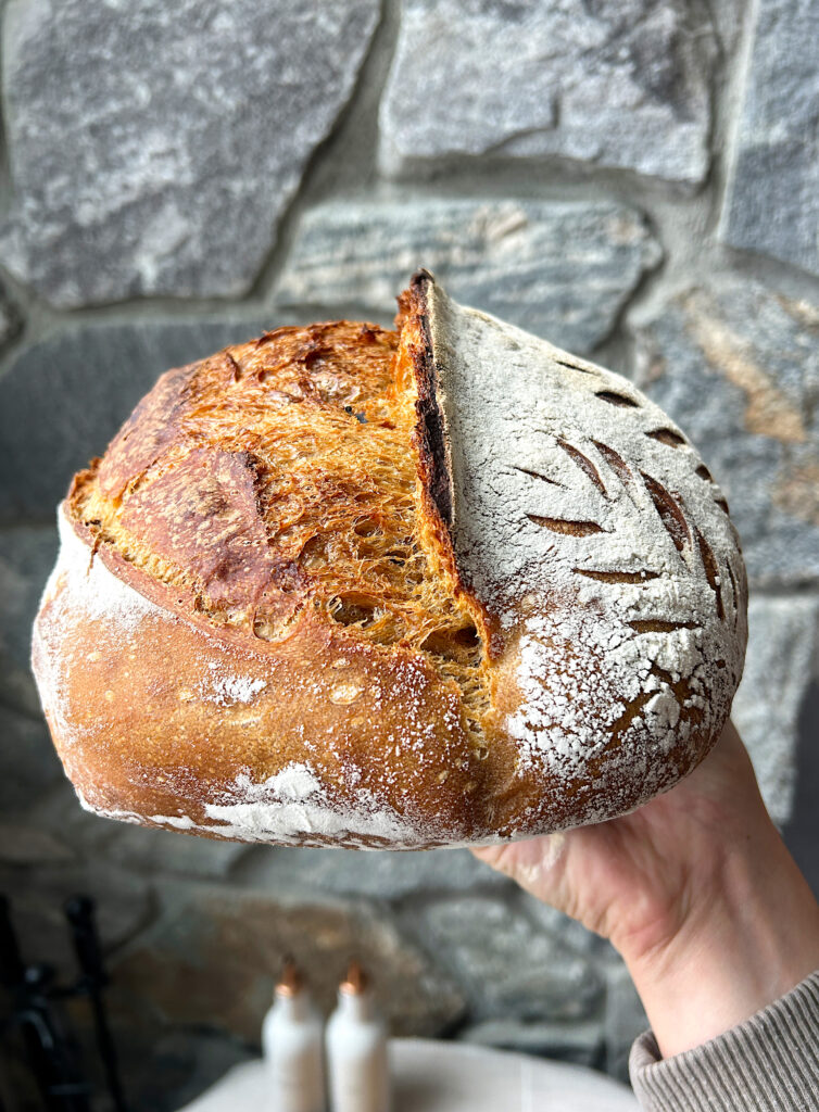 a loaf of light brown bread made with honey and molasses