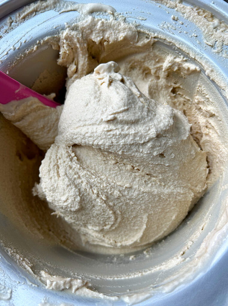 a bowl of coffee ice cream