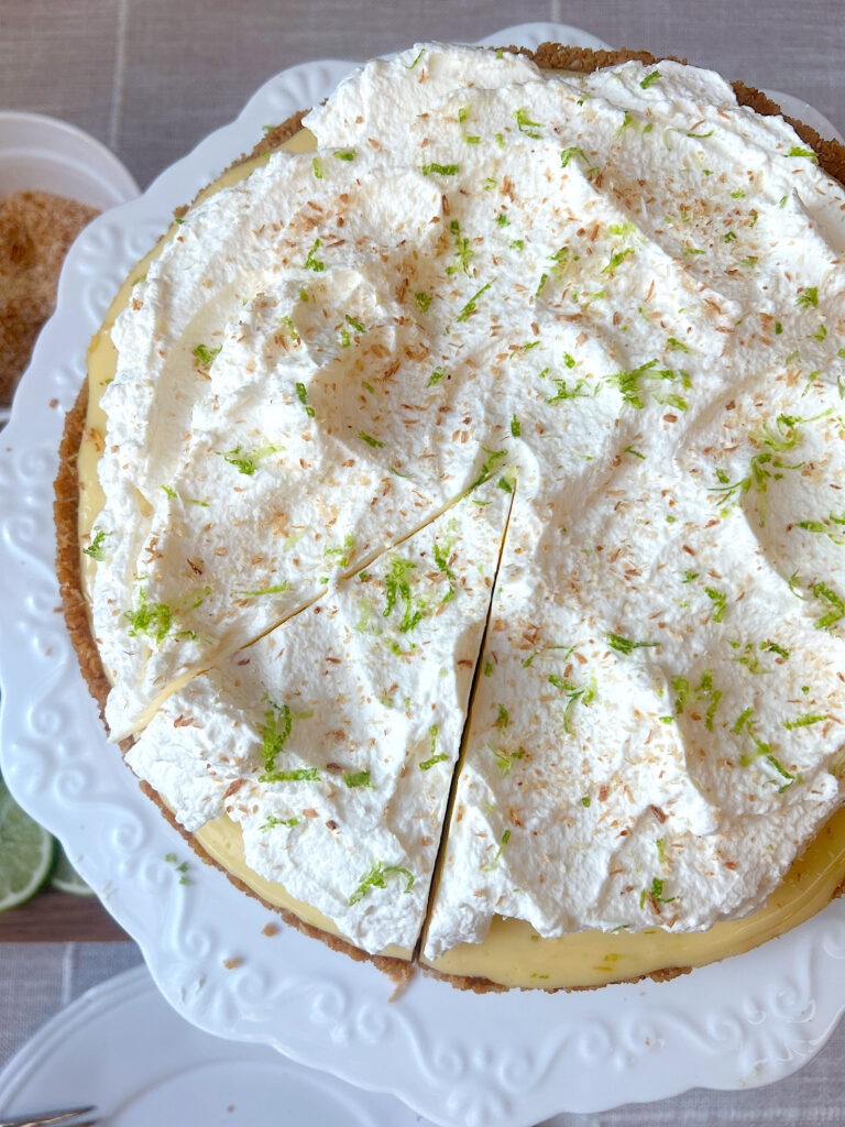 a summer pie topped with whipped cream