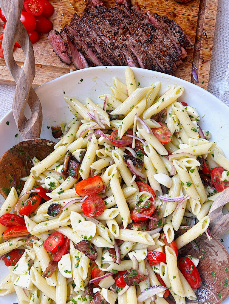 Steak Pasta Salad with Fresh Basil Vinaigrette
