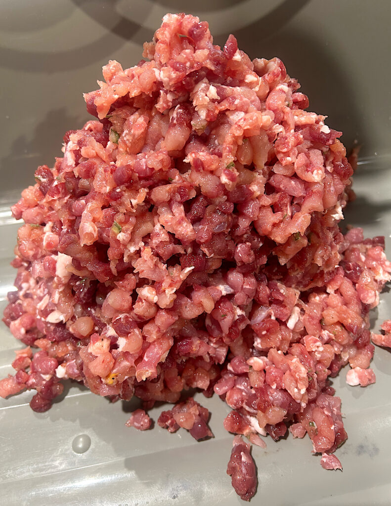 a pile of coarse ground turkey