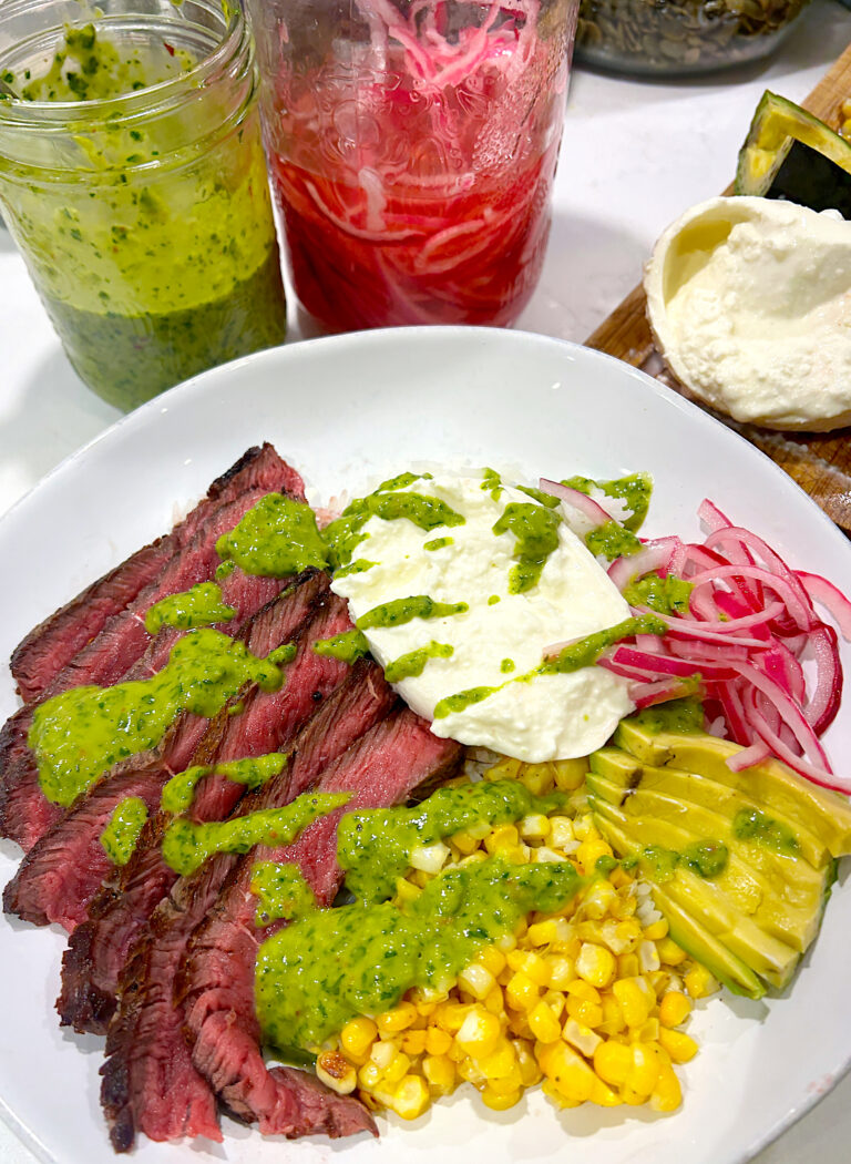Healthy Burrata Chimichurri Steak Bowls