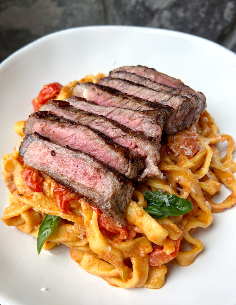 Blistered Cherry Tomato Steak Pasta
